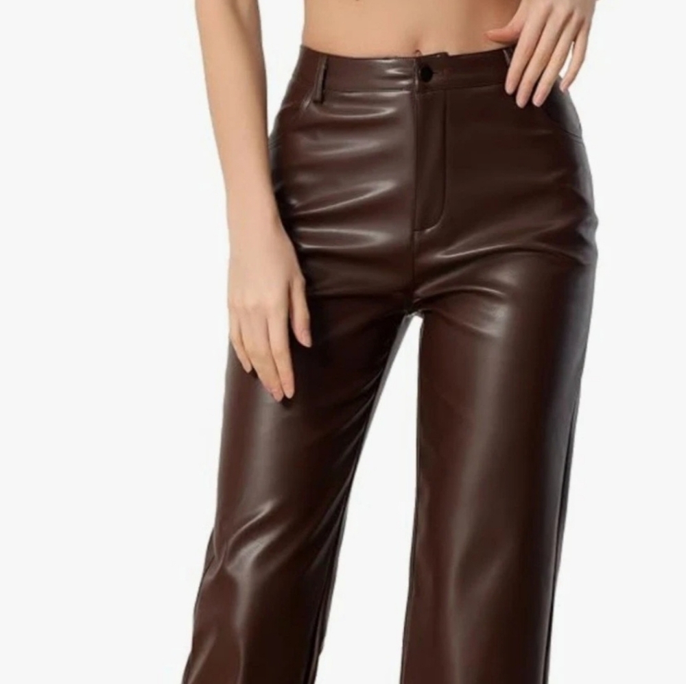 Faux Brown Leather Pants